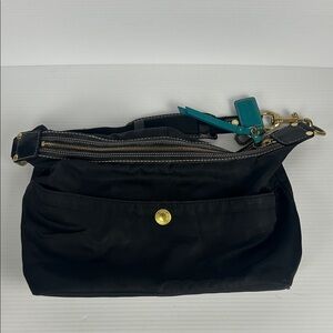 COACH Nylon Hobo Bag w/ Teal Leather Accent and Liner #F10799.
